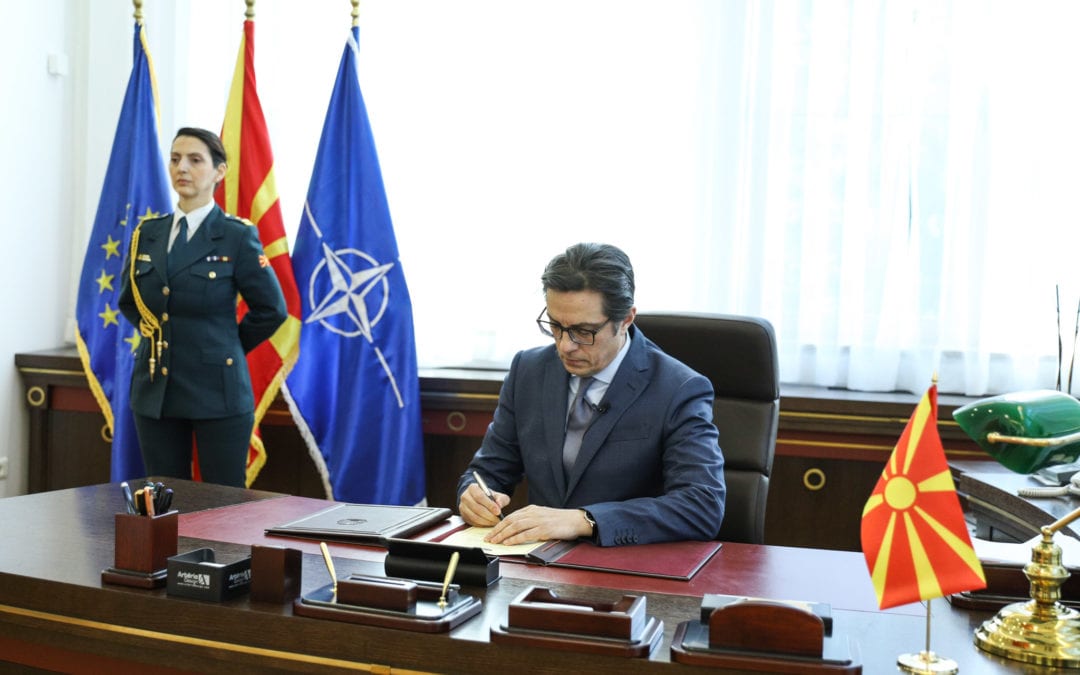 President Pendarovski signs the Instrument of Accession of the Republic of North Macedonia to NATO