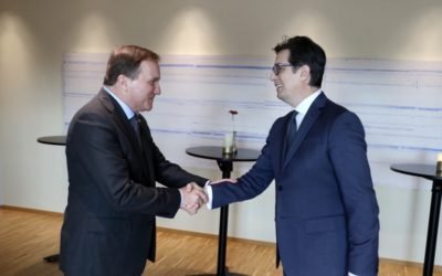 Средба на претседателот Пендаровски со премиерот на Кралството Шведска, Стефан Лофвен