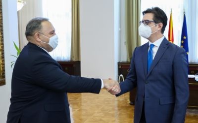President Pendarovski meets with the UNDP Resident Representative, Armen Grigoryan
