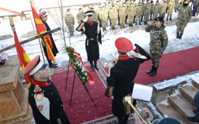 Representative from the President’s Office lays flowers in honor of the 11 members of the Army who lost their lives in the helicopter crash in Katlanovo Blace