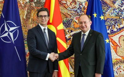 President Pendarovski meets with the Minister of Foreign Affairs of Romania, Bogdan Aurescu