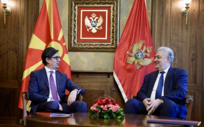 President Pendarovski mets with Zdravko Krivokapic, Prime Minister of Montenegro