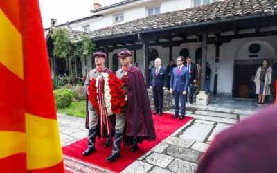 President Pendarovski and President Levits lay wreaths at the grave of Goce Delchev in the church “St. Spas”