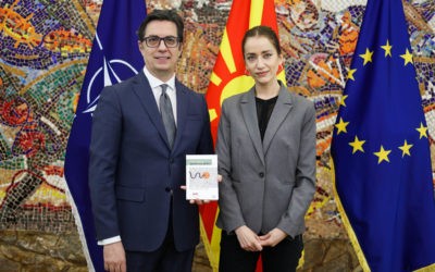 President Pendarovski receives the winner of the “Novel of the Year” award, Simona Jovanoska