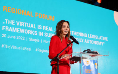 The First Lady, Elizabeta Gjorgievska, addressed the event “Virtual is real: Strengthening legislative frameworks to support bodily autonomy”