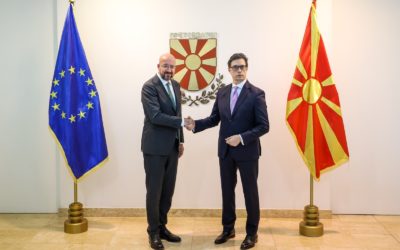 President Pendarovski meets with the President of the European Council, Charles Michel
