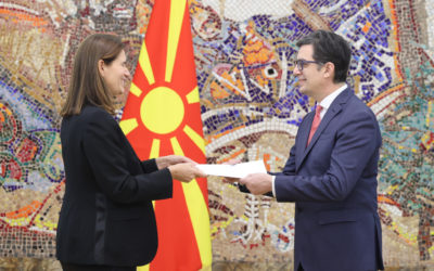 President Pendarovski receives the letters of credence from the newly appointed Ambassador of the Hellenic Republic, Sophia Philippidou
