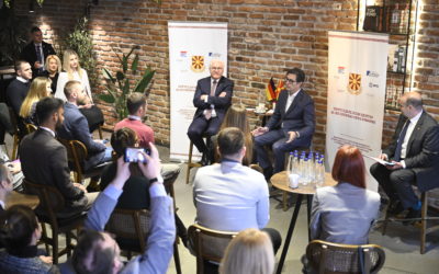Presidents Pendarovski and Steinmeier meet with young people from the Presidential Center for Political Education