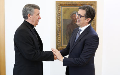 President Pendarovski meets with Monsignor Tomo Vuksic, Metropolitan and Archbishop of Vrhbosna