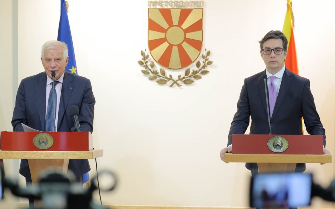 Takimi i Presidentit Pendarovski me përfaqësuesin e lartë të BE-së për punët e jashtme dhe politikën e sigurisë Borel