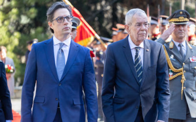 Церемонија со највисоки државни и воени почести – претседателот Пендаровски го пречека сојузниот претседател на Австрија, Александер Ван дер Белен
