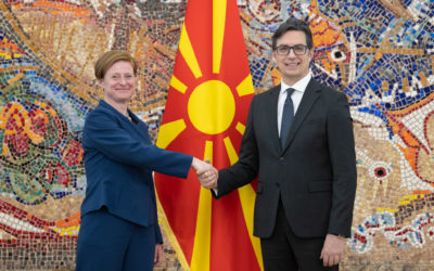 Претседателот Пендаровски ги прими акредитивите на новоименуваната германска амбасадорка, Петра Дрекслер