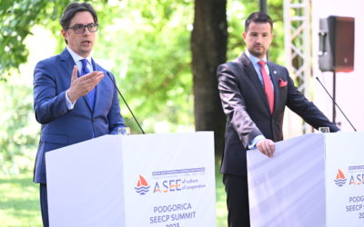 Press conference of presidents Pendarovski and Milatovic at the Summit of Heads of State and Government of the SEECP Member States