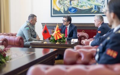 President Pendarovski receives the Chief of the General Staff of the Armed Forces of the Republic of Albania, Major General Arben Kingji