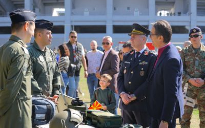 President Pendarovski attends the Open Day of the Army on the occasion of the 4th anniversary of NATO membership and the 75th anniversary of the founding of the Alliance