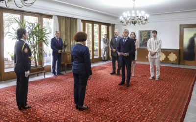 Presidentja Siljanovska Davkova i pranoi letrat kredenciale të ambasadorit të porsaemëruar të Republikës Franceze, Kristof le Rigoler