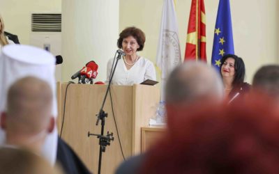 Presidentja Siljanovska Davkova mbajti fjalim në hapjen e Shkollës së 57-të verore të Seminarit Ndërkombëtar për Gjuhë, Letërsi dhe Kulturë Maqedonase në UKEM