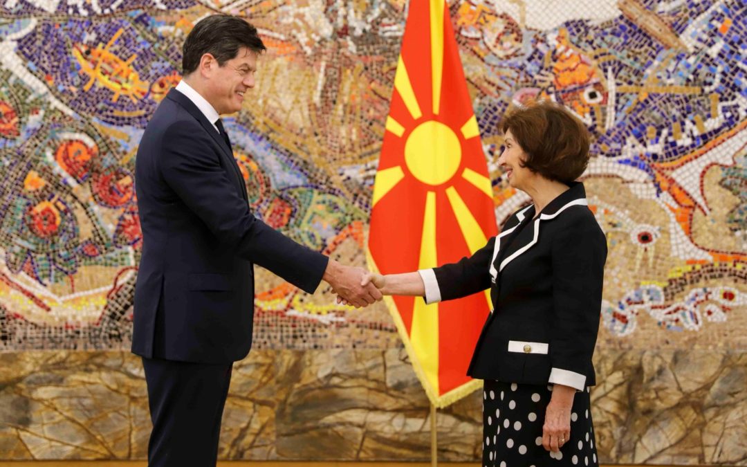 President Siljanovska Davkova receives the credentials of the newly appointed Head of the Delegation of the European Union, Michalis Rokas