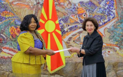 President Siljanovska Davkova receives the credentials of the newly appointed Ambassador of the Republic of Ghana, Doris Adzo Denyo Brese