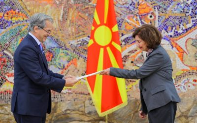 President Gordana Siljanovska-Davkova receives the credentials of the newly appointed Ambassador of the Argentine Republic